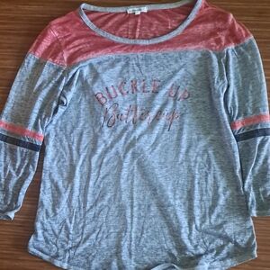 Gray and Pink Long Sleeve Top